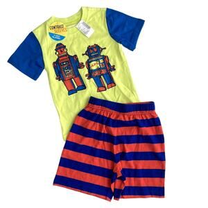 Children's Place NEW Robot and Stripes Outfit - Neon Yellow Red Blue - 18-24M